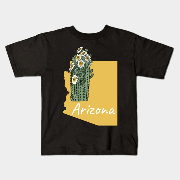Arizona Saguaro Cactus State Flower Kids T-Shirt by SunburstGeo